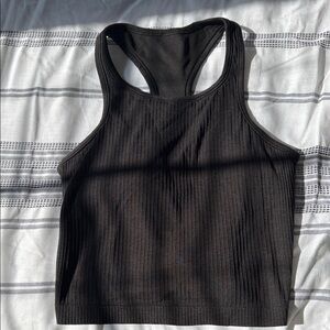 lululemon athletica Black Ribbed Crop Tank Top
